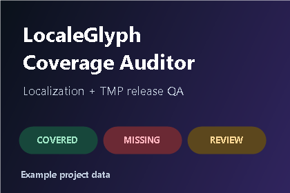 LocaleGlyph Coverage Auditor Unity Localization and TextMesh Pro coverage report