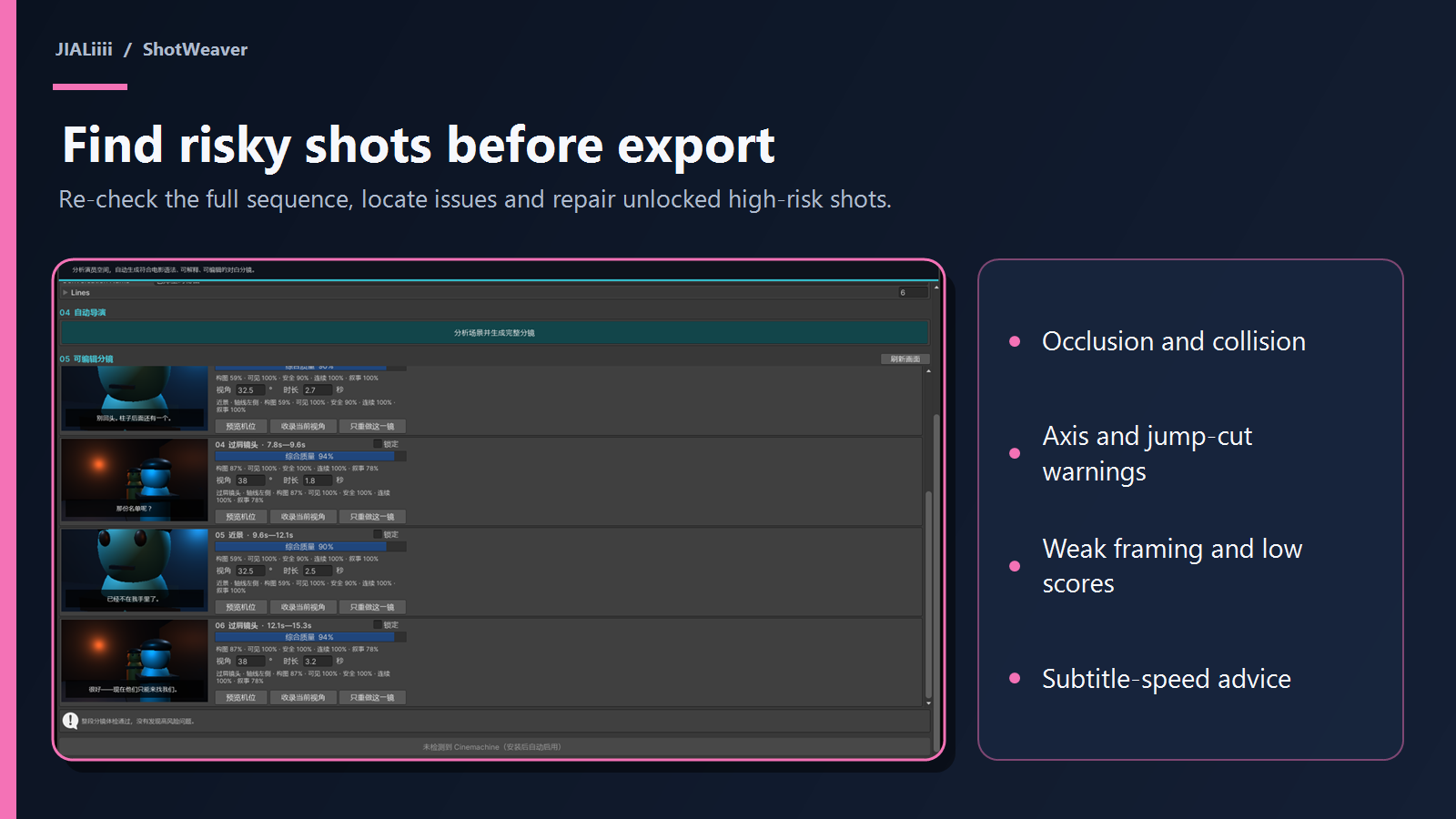 ShotWeaver full-sequence diagnostics and repair workflow